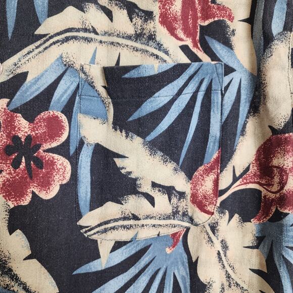 Haggard 100% Silk Shortsleeve Mens Shirt XL - Tropical Print Button Down Pocket - Picture 5 of 7